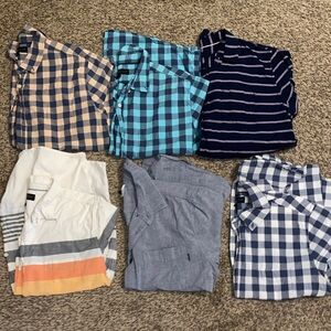 Aeropostale Men's Casual Checkered and Striped Shirts - Blue, Navy, White